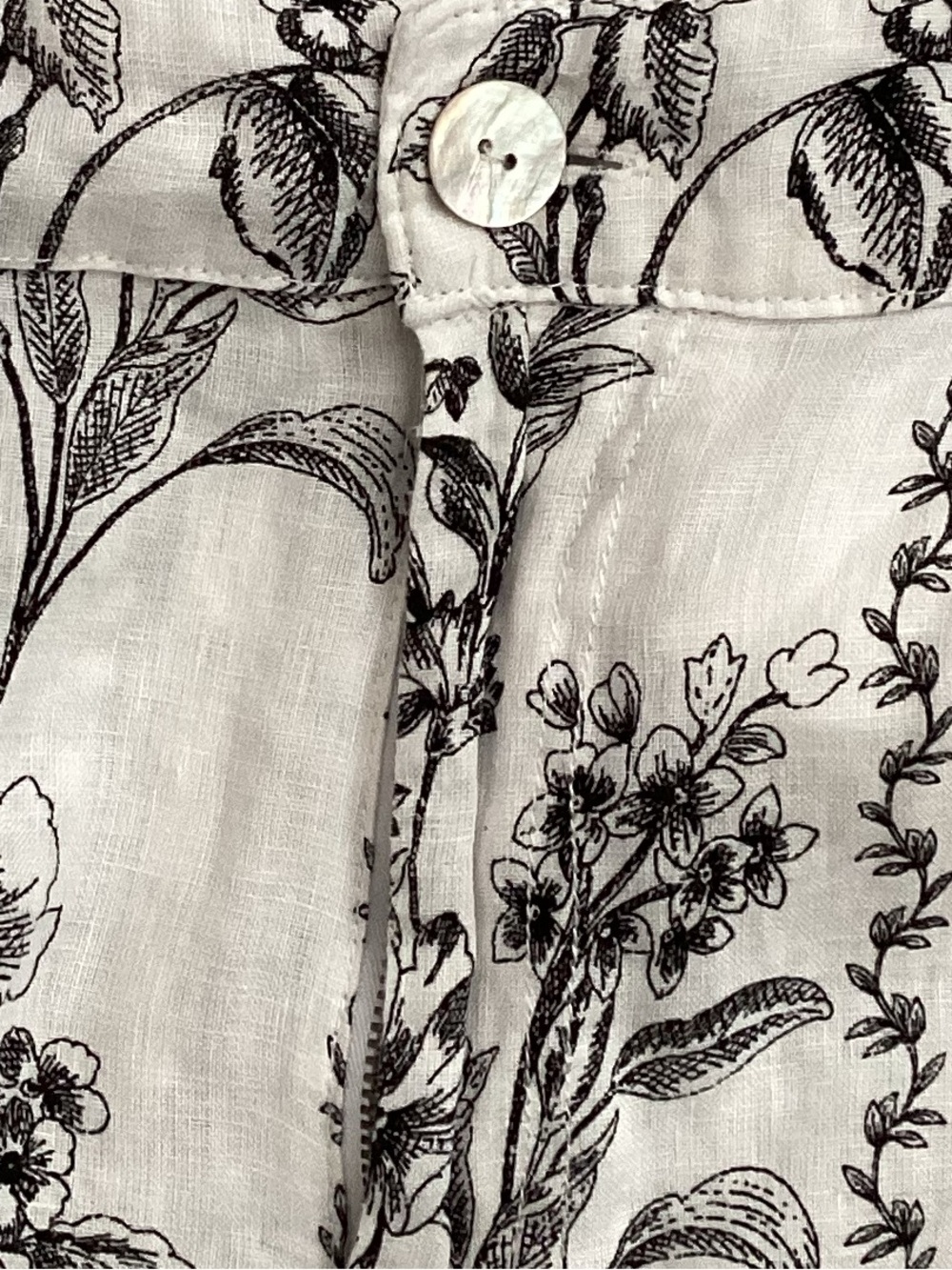 Joie Linen Floral Wide-Leg Pants High Waisted Black & White Size XL - Picture 5 of 8